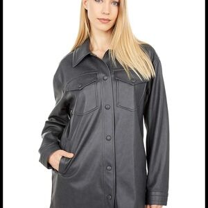 Women's Black Faux Leather shacket perfect weight